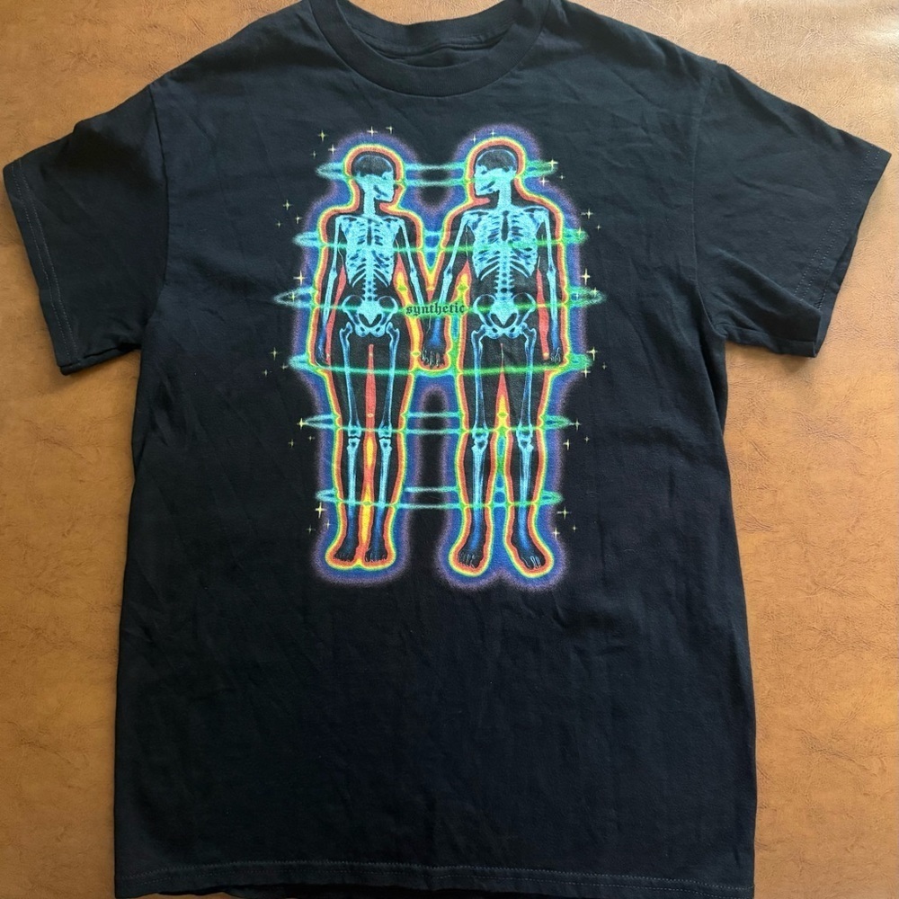 Synthetic No Love Like Ours Skeleton Tee Size S Black Trippy Graphic Shirt - Picture 2 of 7
